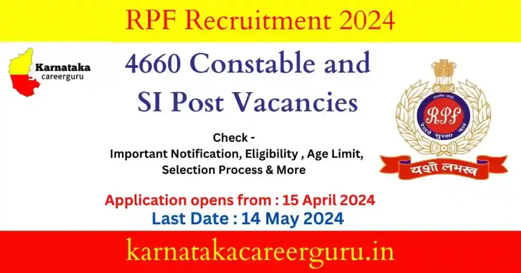 RPF Recruitment 2024 : 4660 Constable and SI Post Vacancies, Apply Now !