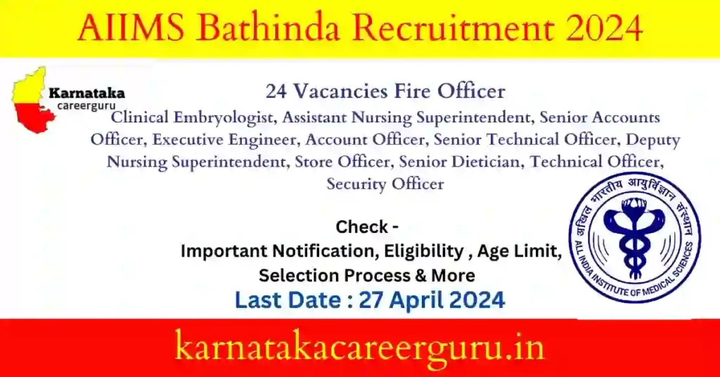 AIIMS Bathinda Recruitment 2024 : Apply Online for 24 Vacancies